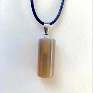 Handmade Smoky Quartz Cylinder Stone Necklace NWT